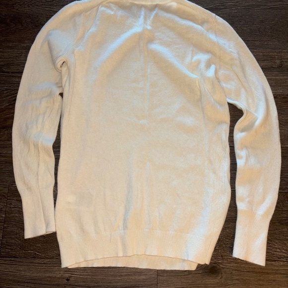 Banana Republic Semi Fitted Wool Blend Creme Crewneck Sweater Sz Small - Picture 2 of 10